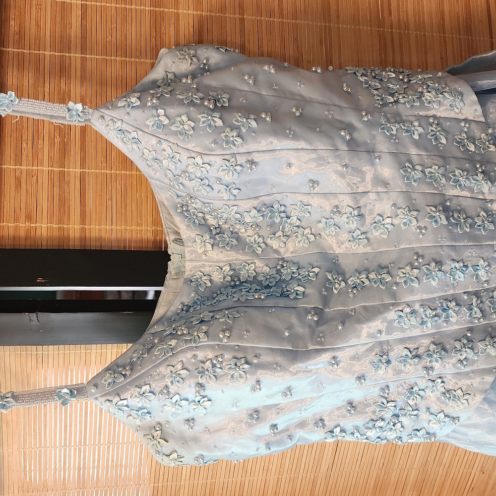 Elegant Blue Floral Dress